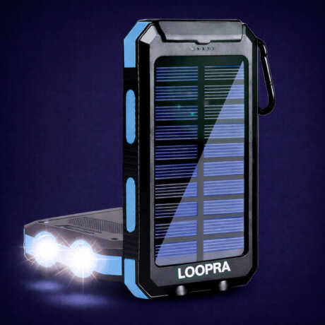 LOOPRA Solar Power Bank with Flashlight – 20,000 mAh Outdoor Charger